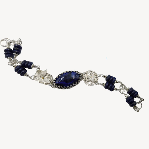 DKC-2043 Bracelet, Sterling SIlver Butterflies and Lapis $250 at Hunter Wolff Gallery